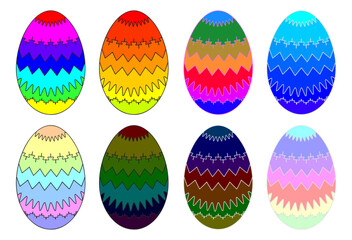 Set of easter eggs flat design on white background.