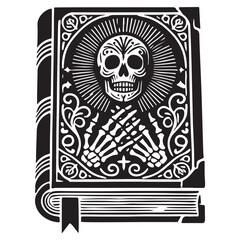 The Book of the Dead Silhouette Vector Illustration, Solid White Background.