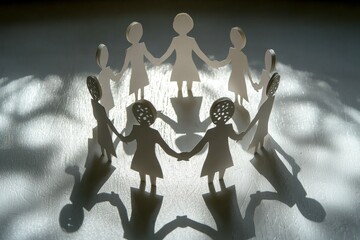 A circle of paper dolls holding hands, representing unity and friendship.