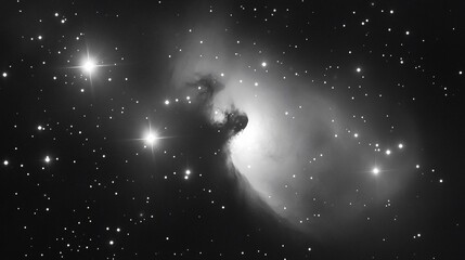 Obraz premium Stunning Monochrome Image of Horsehead Nebula Cosmic Dust and Stars