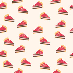 Seamless pattern of slices cakes hand drawn