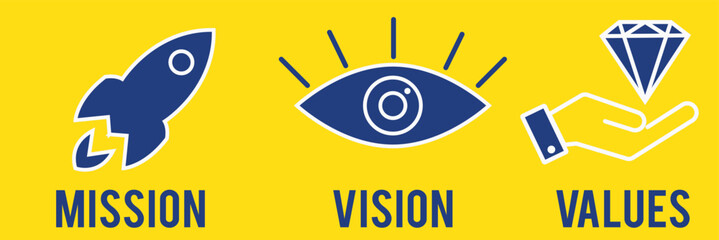 Mission, Vision and Values icon set. Business concept. Vector illustration. eps 10.