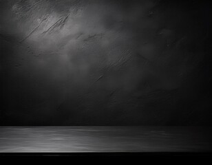 empty black table top with dark concrete rough background subtle lighting