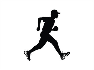 Baseball Runner Silhouette | Athlete in Action Artwork
