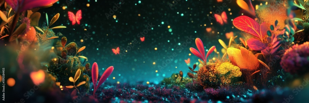 Fototapete exploring a magical microscopic ecosystem filled with friendly microbes and vibrant flora. generativ