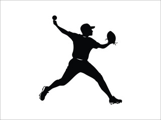 Baseball Player Throwing Silhouette Vector for Sports Art