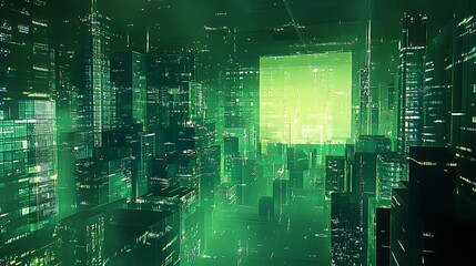 Fototapeta premium A holographic projection of a futuristic city in a classroom setting 