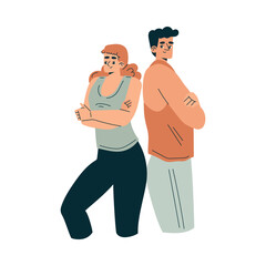 Sport with Man and Woman Character Standing Engaged in Physical Activity Vector Illustration