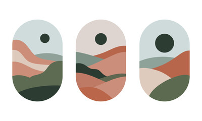 Vector illustration. Modern abstraction with soft transitions of beige, green, brown colors. Organic wavy shapes.