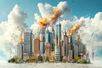 representation of the economic crisis of 2022 depicting the impact of global events on various sectors and communities