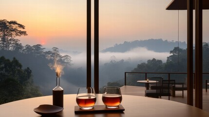 Celebrate Valentine's Day with Crystal Whiskey Tumblers Nature's Serenity Drink Experience Scenic View Smoked Rose Infusion