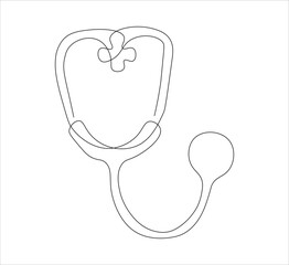 One continuous line drawing of medical stethoscopes. simple single line drawing of medical equipment stethoscopes . health concept stethoscopes illustration. editable outline