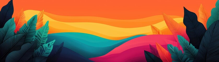 Vibrant sunset over rolling hills nature landscape colorful environment scenic viewpoint serenity concept