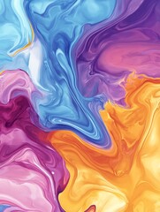 Abstract swirling vibrant blues purples oranges paint texture. AI Generated