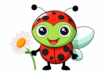 Cute Cartoon Turtle with Big Eyes and Happy Expression in Vibrant Colors