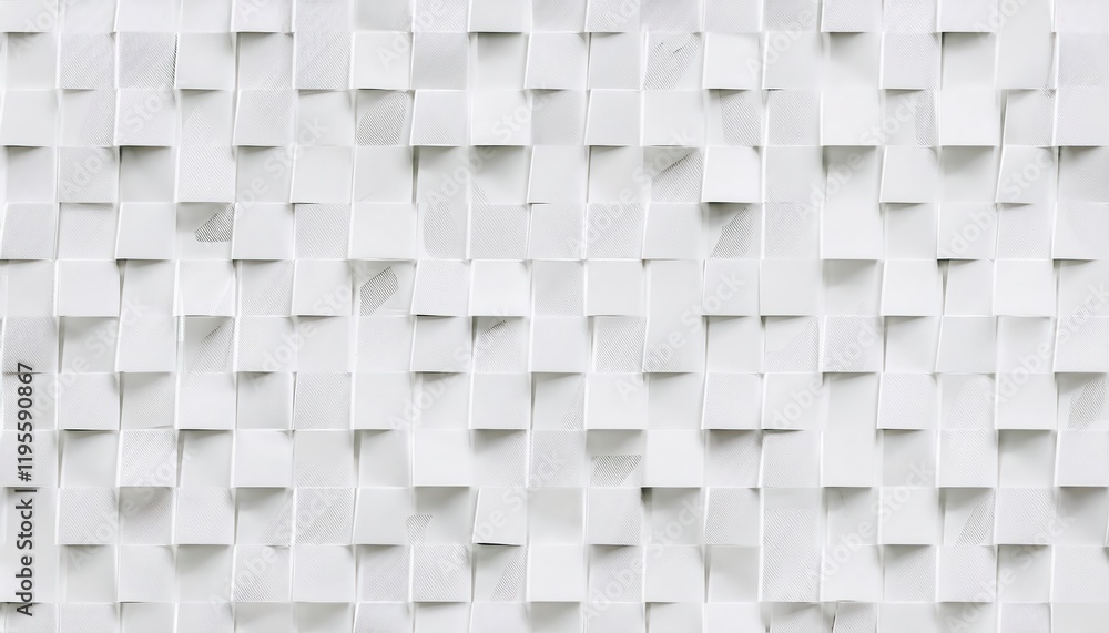 Poster minimalistic geometric arrangement of folded white paper squares with shadows and textures for design, art, or creative backgrounds