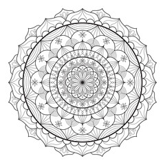 Mandala for coloring. Mandala coloring page line art vector illustration. Vector abstract mandala template. Oriental mandala vector.