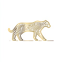 Fototapeta premium Gold Circuit Board Jaguar Silhouette