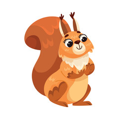 Funny Squirrel Animal Character with Bushy Tail Sit Vector Illustration