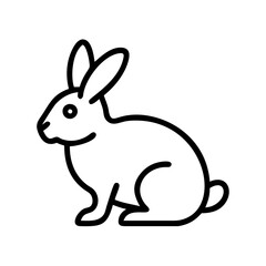 Simple line drawing of a sitting rabbit, reflecting a cute and friendly animal character