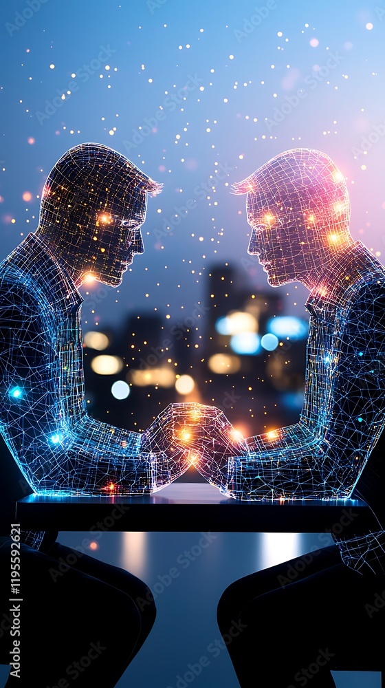 Poster diverse team of engineers collaborating double exposure, digital collaboration and connection in dou