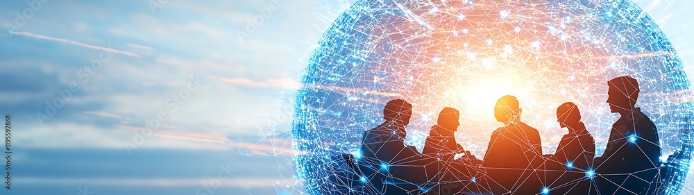 Aufkleber diverse team of engineers collaborating double exposure, dynamic team collaboration with double expo