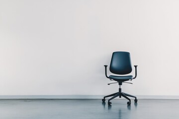 single office chair positioned in a minimalistic empty office space signifying solitude or potential for new beginnings