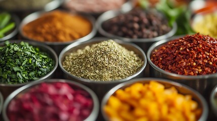 Different types of vegetable ingredients are displayed for different types of chat selective focus is used
