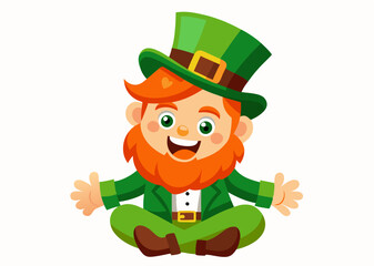 Cheerful Cartoon Leprechaun with Green Top Hat and St. Patrick's Day Theme
