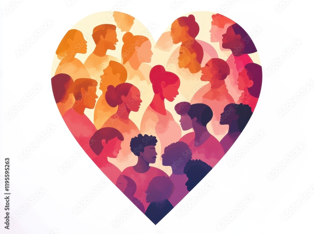Poster silhouette of a heart filled with a pink and red gradient color inside the heart are vector icons re