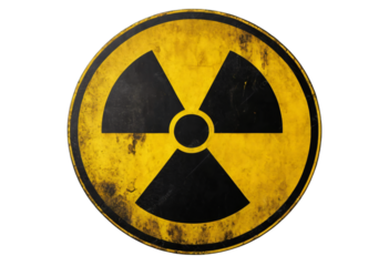 radiation warning sign on white