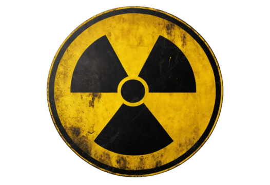 radiation warning sign on white