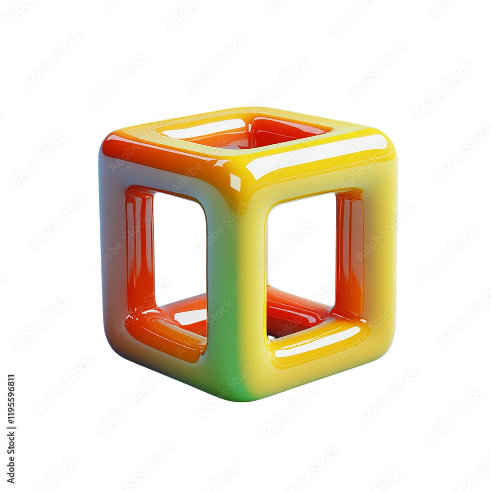 Poster abstract colorful 3d cube: a vivid representation of geometric form and gradient hues