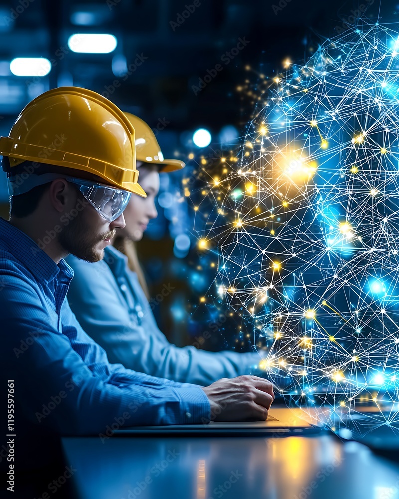 Aufkleber diverse team of engineers collaborating double exposure, engineers collaborating on innovative techn
