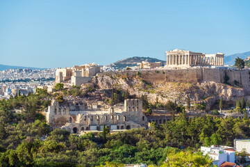 Naklejka premium Anafiotika is part of old historical neighborhood Plaka on northern-east side of the Acropolis hill, Athens 