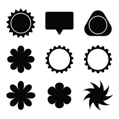Black Decorative star and shape design collection and white background