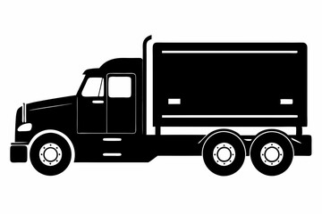 Detailed Semi-Truck Line Drawing Vector