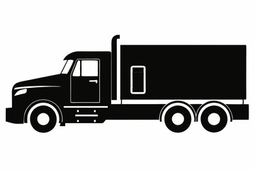 Detailed Semi-Truck Line Drawing Vector