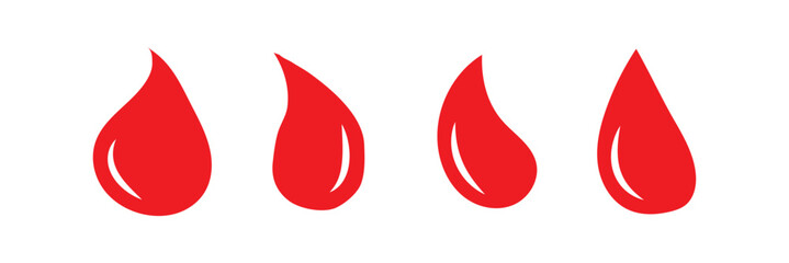 Blood drops icon set on white background, eps10