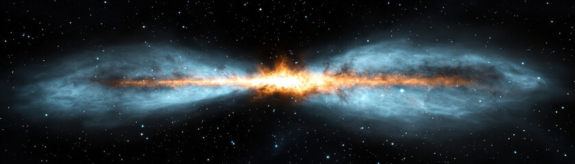stunning supernova illuminates distant galaxy, showcasing vibrant colors and cosmic dust in breathtaking celestial event. beauty of universe is on full display