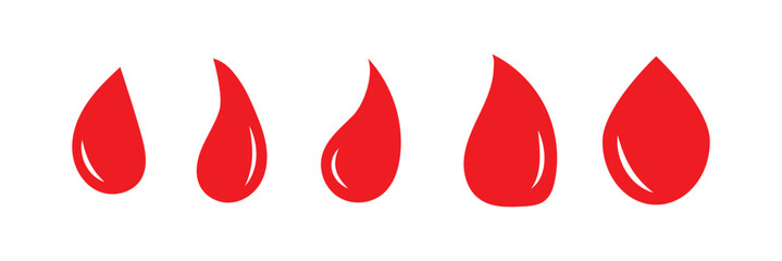 Blood drops icon set on white background, eps10