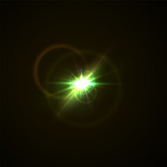 Flash Light Star Effects: Sunny Sparkles, Flash Beams, and Abstract Lens Glows with Bokeh and Dust. Isolated Lighting Elements for Vector Illustrations and Design Concepts