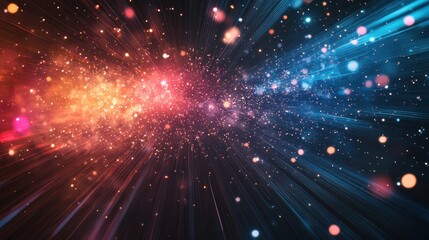 Naklejka premium Colorful Light Rays and Sparkles Creating a Beautiful Abstract Background for Artistic and Creative Projects