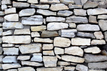 Texture of a wall made of natural stones stacked on top of each other.