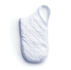 White quilted oven mitt, isolated on white background. (3)