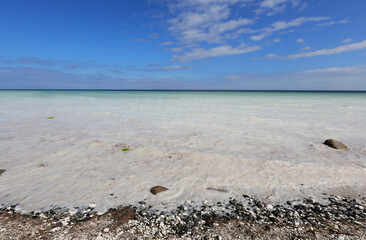 view with the clear salt waters of the Baltic Sea due to the calcium carbonate melts crashing on...