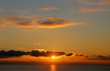 Photo of a beautiful unusual sunset