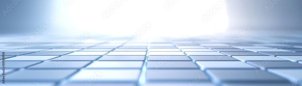Poster this minimalist tech background showcases a 3d hexagonal grid pattern, enhanced with glowing blue an