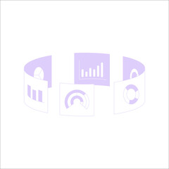 Circular Data Charts And Graphs In Flat Vector Illustration Symbolizing Analytics, Data Visualization, And Business Insights, Isolated On White Background.
