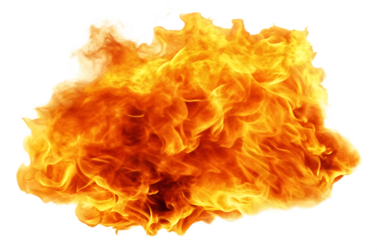 Bright and dynamic fire flames isolated on white background PNG,AI GENERATED
